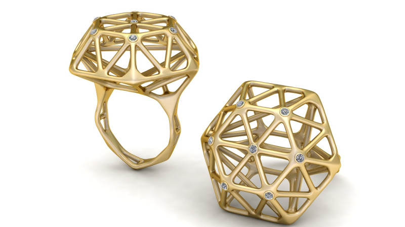 Lattice Geometric Dome Ring 3Dプリントモデル .c4d .max .obj .3ds .fbx .stl .blend 