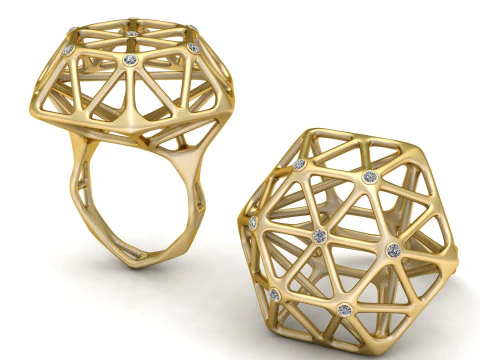 Anello a cupola geometrica a reticolo Modello di stampa 3D