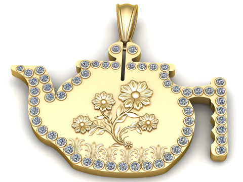 Floral Elegance Teapot Pendant 3D Принт Модель
