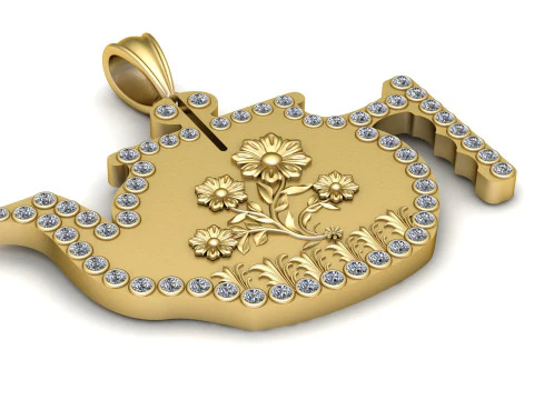 Floral Elegance Teapot Pendant 3D Print Model