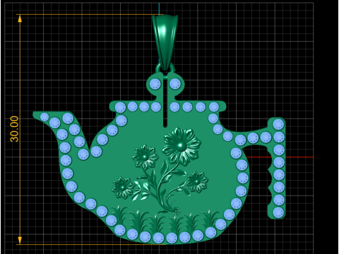 पुष्प लालित्य चायदानी लटकन 3D प्रिंट मॉडल