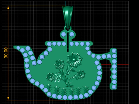 Floral Elegance Teapot Pendant 3D Print Model