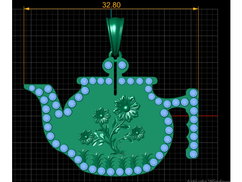 Floral Elegance Teapot Pendant 3D Print Model