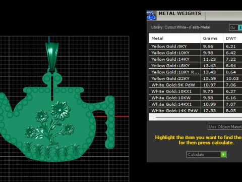 Floral Elegance Teapot Pendant 3D Print Model