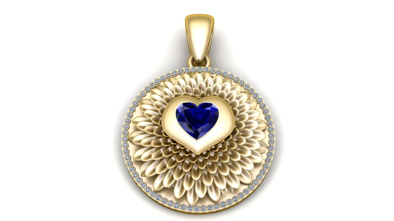 Royal Bloom Heart Pendant 3D 打印模型 .c4d .max .obj .3ds .fbx .stl .blend
