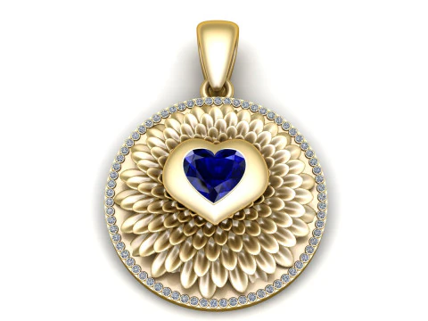 Ciondolo a forma di cuore con fioritura reale Modello di stampa 3D