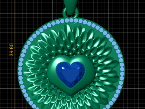 Royal Bloom Heart Pendant 3D 打印模型