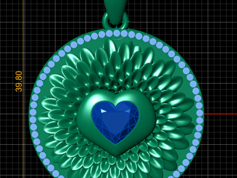 Royal Bloom Heart Pendant 3D Print Model
