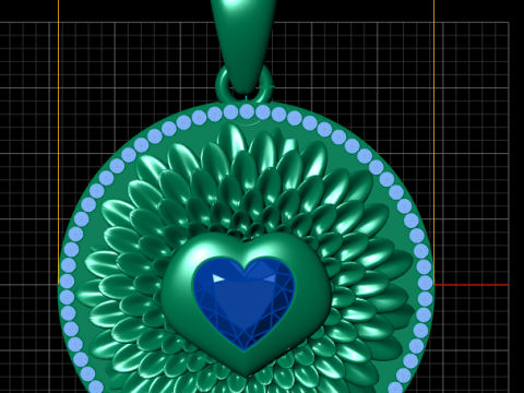 Royal Bloom Heart Pendant 3D 打印模型