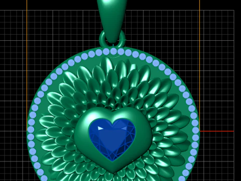 Royal Bloom Heart Pendant 3D Print Model