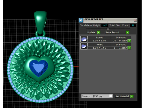 Royal Bloom Heart Pendant 3D Print Model