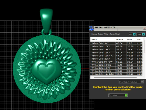 Royal Bloom Heart Pendant 3D Print Model