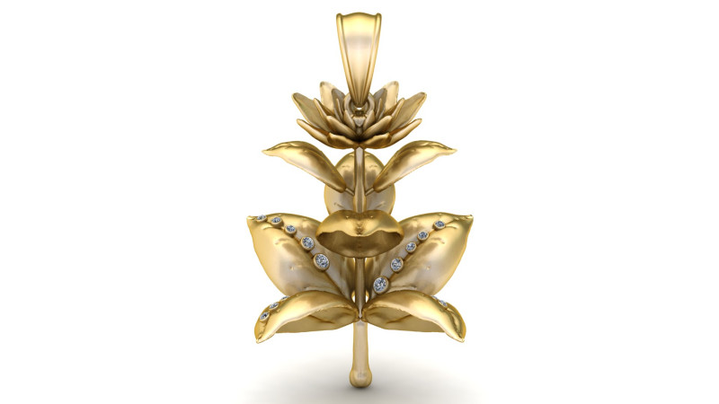 Golden Bloom Leaf Pendant 3Dプリントモデル .c4d .max .obj .3ds .fbx .stl .blend 