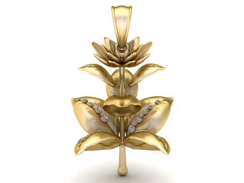 Golden Bloom Leaf Pendant Model Cetak 3D
