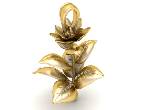 Golden Bloom Leaf Pendant 3Dプリントモデル