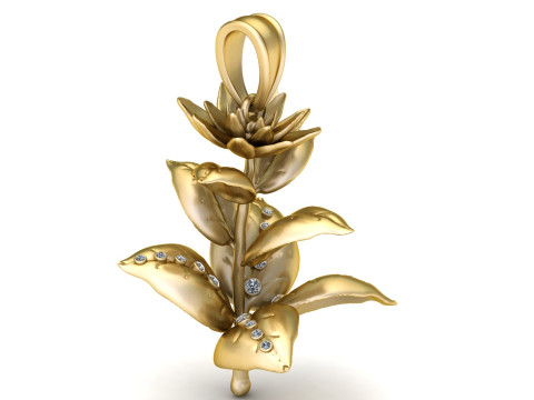 Golden Bloom Leaf Pendant 3Dプリントモデル