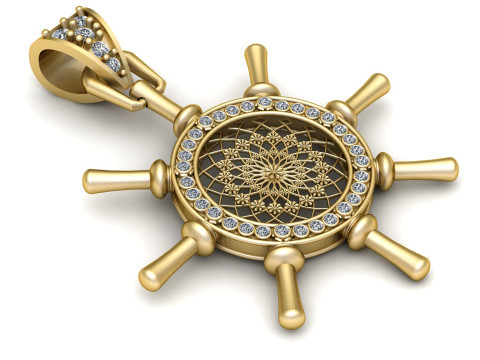 Celestial Helm Mandala Pendant Modello di stampa 3D
