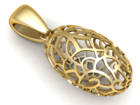 Golden Lattice Egg Pendant 3D Print Model