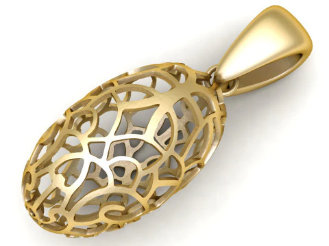 Golden Lattice Egg Pendant 3D Print Model