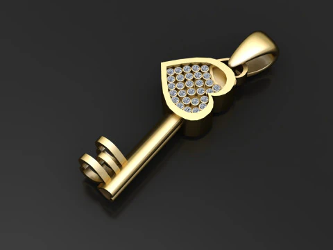 Key to My Heart Trio Pendant 3D Print Model