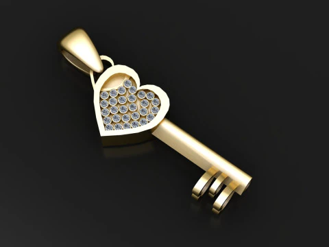 Key to My Heart Trio Pendant 3D Print Model