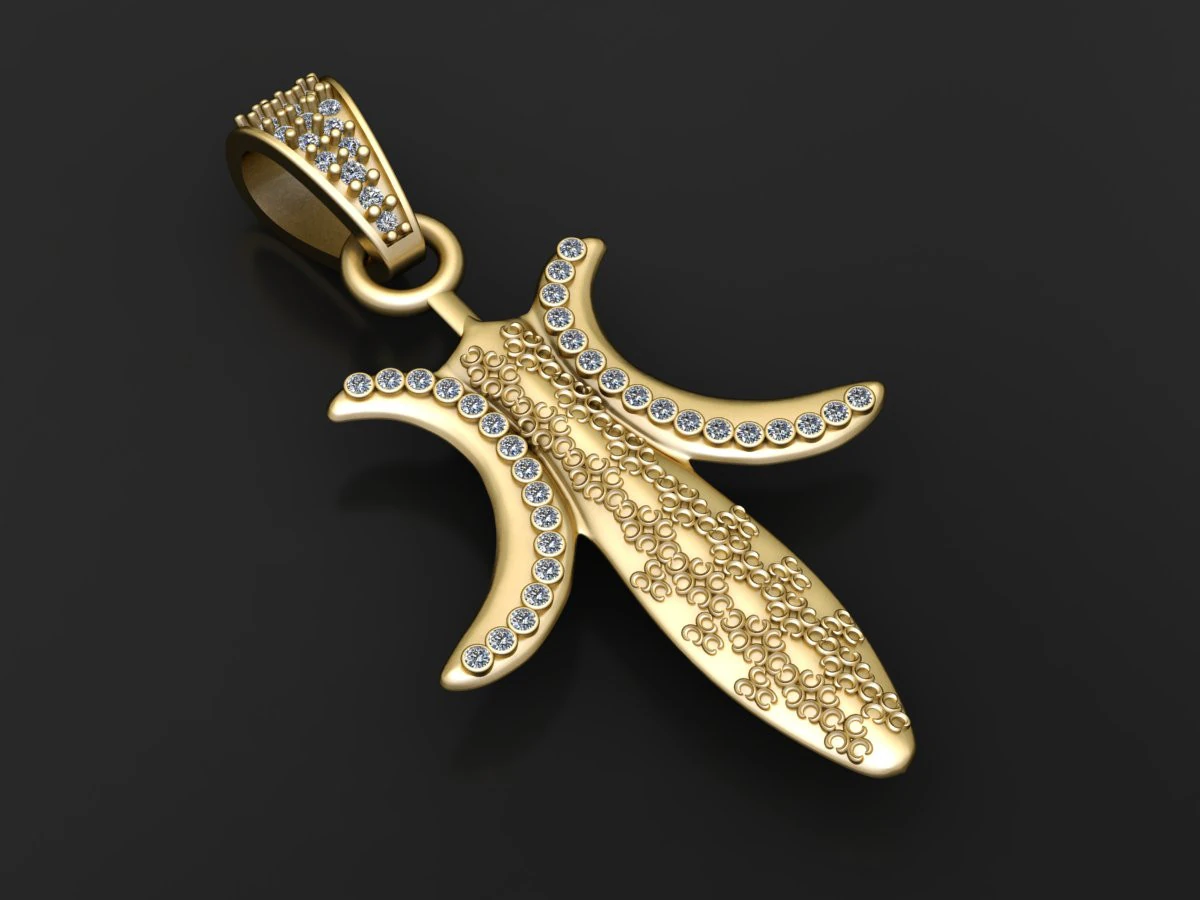 Royal Dagger Diamond Pendant 3D Print Model .c4d .max .obj .3ds .fbx .stl .blend 