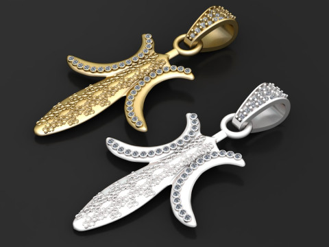 Royal Dagger Diamond Pendant 3D Print Model