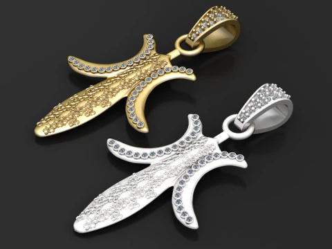 Royal Dagger Diamond Pendant 3D Print Model