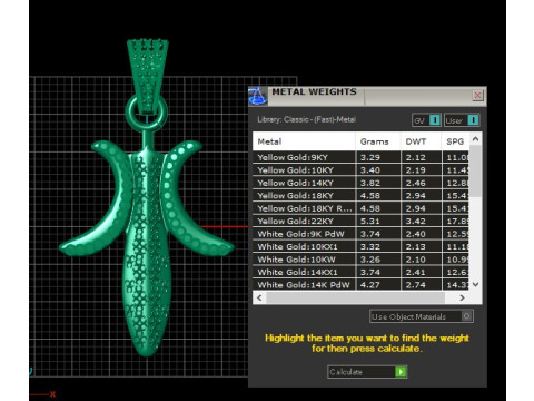 Royal Dagger Diamond Pendant 3D Print Model