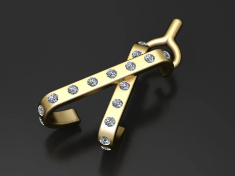 Golden Awareness Ribbon Pendant 3D Print Model
