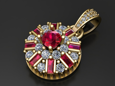 Radiant Halo Gemstone Pendant 3D Print Model