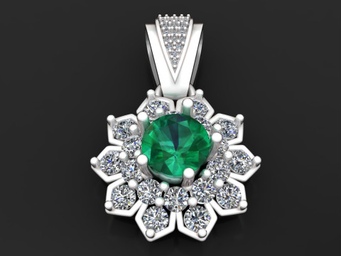 Emerald Sunburst Pendant 3D Print Model