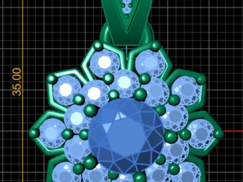 Emerald Sunburst Pendant 3D Print Model