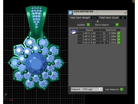 Emerald Sunburst Pendant 3D Print Model