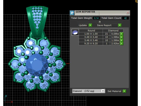 Emerald Sunburst Pendant 3D Print Model