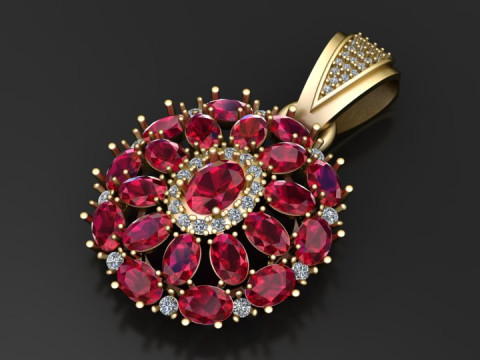 Regal Ruby Bloom Pendant 3D 打印模型