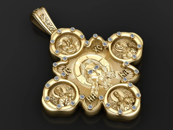 Liontin Salib Ikon Ilahi Model Cetak 3D .c4d .max .obj .3ds .fbx .stl .blend 