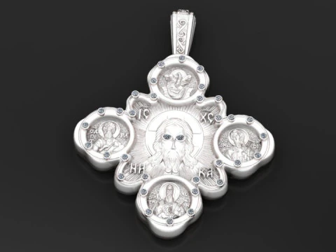 Liontin Salib Ikon Ilahi Model Cetak 3D