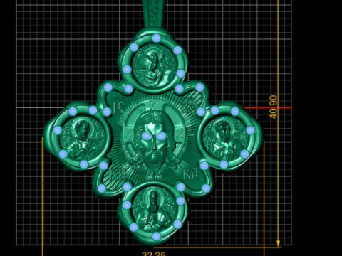 Liontin Salib Ikon Ilahi Model Cetak 3D