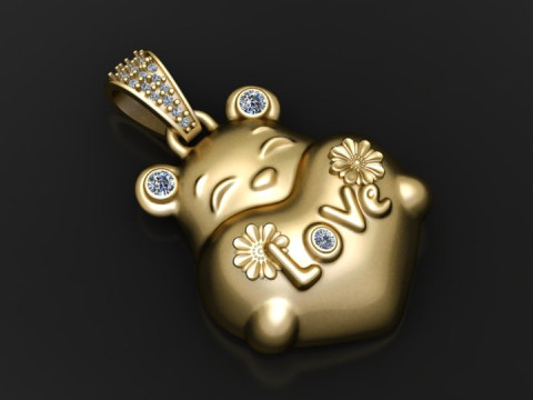 Teddy Love Charm Pendant 3D Принт Модель