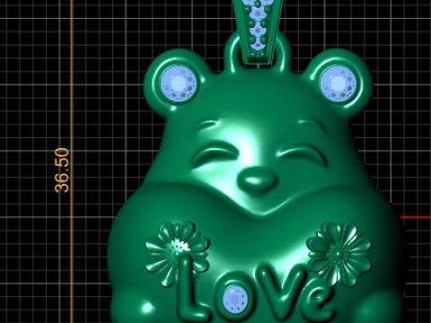 टेडी लव चार्म पेंडेंट 3D प्रिंट मॉडल