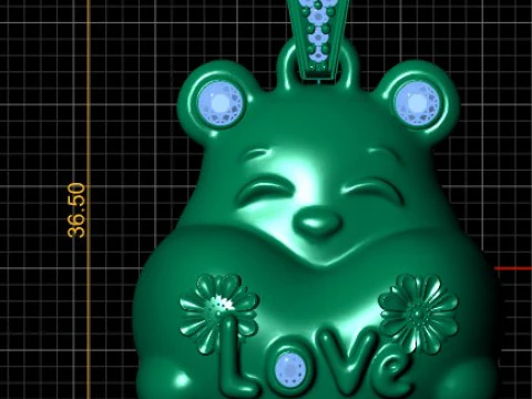 Teddy Love Charm Pendant 3D Print Model