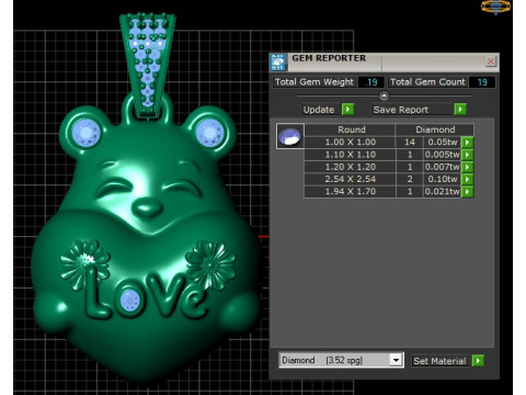 टेडी लव चार्म पेंडेंट 3D प्रिंट मॉडल