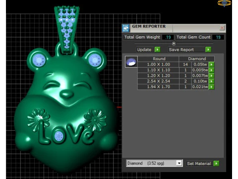 Teddy Love Charm Pendant 3D Print Model
