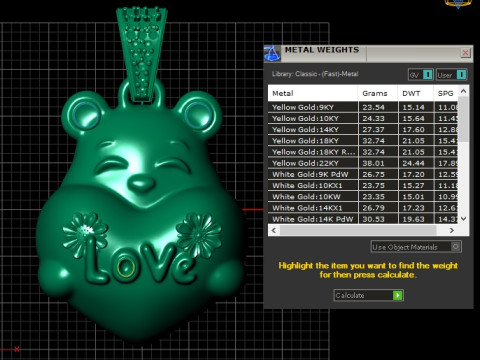 टेडी लव चार्म पेंडेंट 3D प्रिंट मॉडल