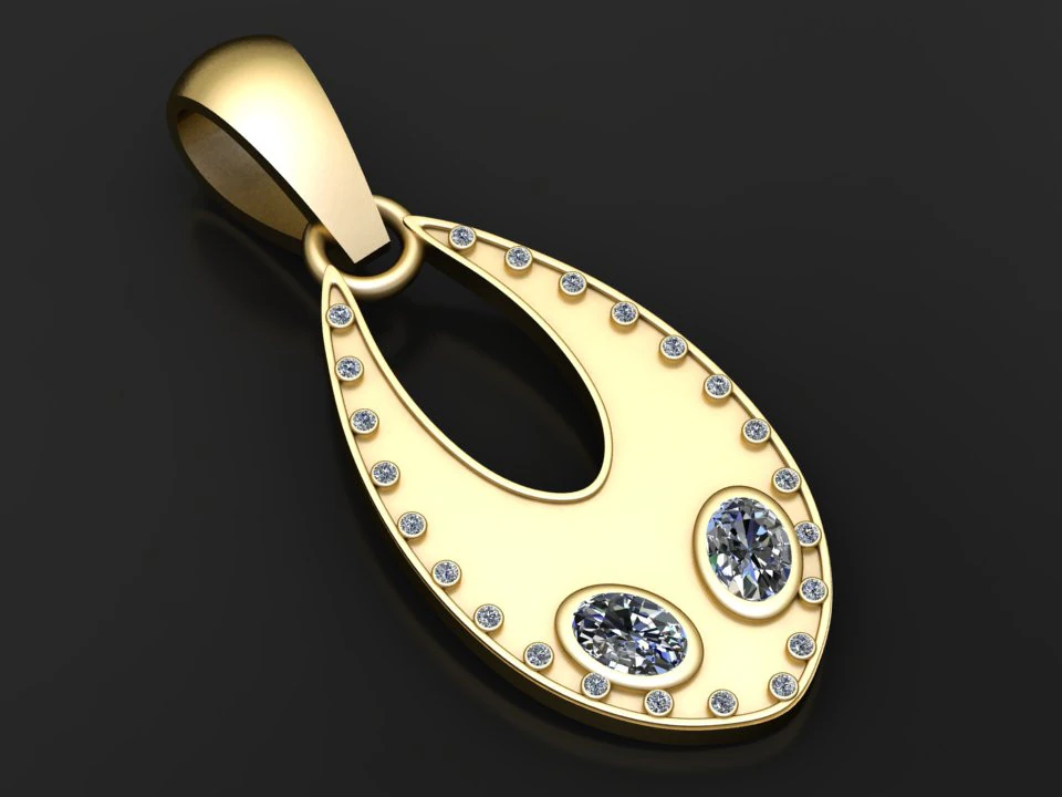 Golden Eclipse Diamond Pendant 3D Print Model .c4d .max .obj .3ds .fbx .stl .blend 