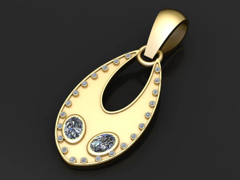 Golden Eclipse Diamond Pendant 3D Print Model