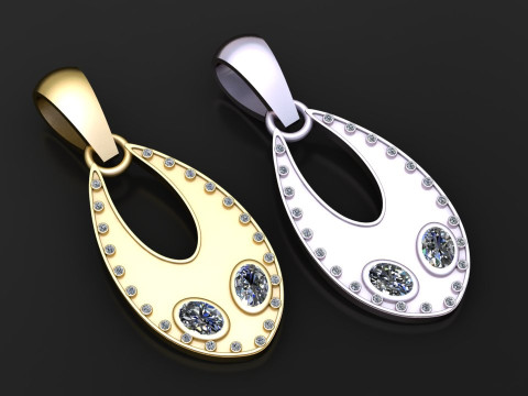 Golden Eclipse Diamond Pendant Model Cetak 3D