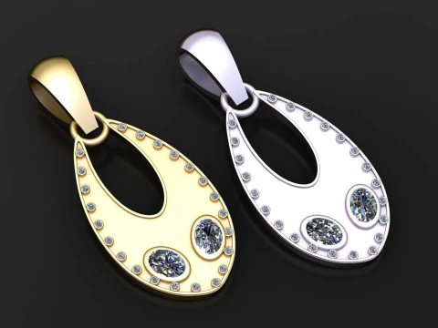 Golden Eclipse Diamond Pendant 3D Print Model