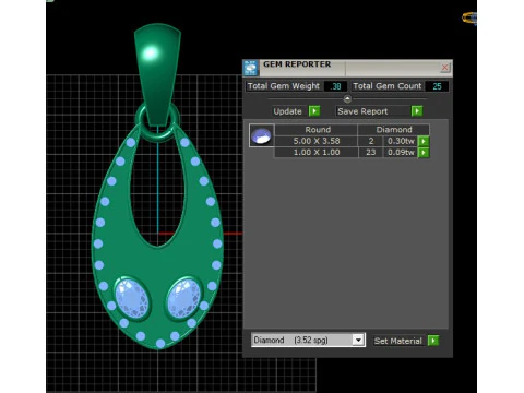 Golden Eclipse Diamond Pendant 3D Print Model